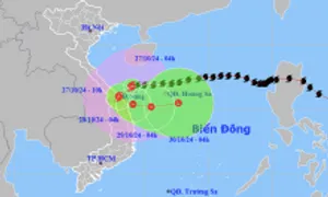 Bão Trà Mi cách Đà Nẵng khoảng 100 km